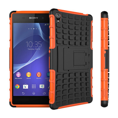 

Fivice Sony Z3 Case TPU anti-fall tire pattern back clip bracket phone case