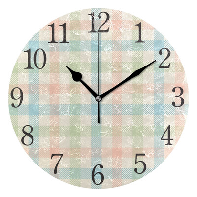

Wall Clock Colorful Lattice Round Wall Clock Arabic Numerals Design