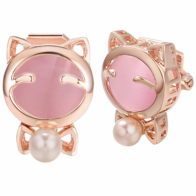 

Yoursfs Opal Cat-Kitten Shaped Stud Earrings Tiny Pink Kitten Cat Earrings for Women Pendientes Mujer