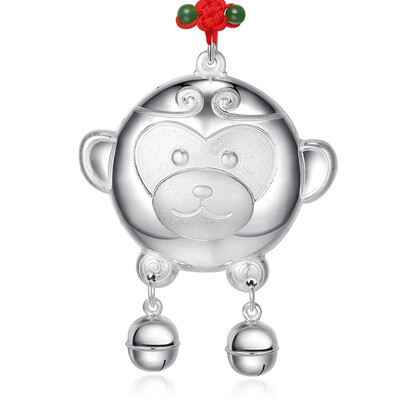 

Bei Xi Ai (bei xi ai) long life lock silver baby monkey 999 full silver jewelry children silver lock children's pendants anniversary gift red rope version of the certificate about 13g