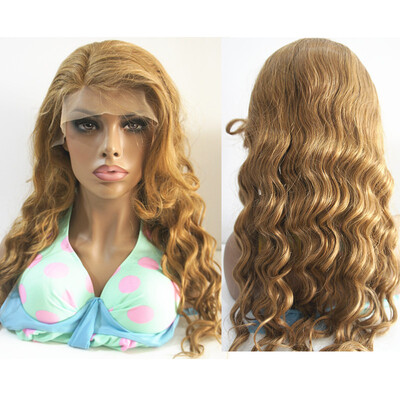 

N.L.W. European virgin human hair Body wave Full lace wigs with baby hair #27 Dark blonde color