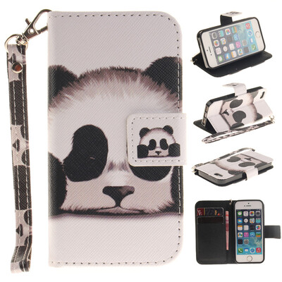 

Panda Дизайн Кожа PU откидная крышка бумажника карты держатель чехол для IPHONE 5/5S/5SE