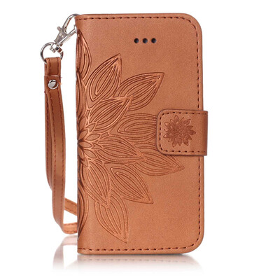 

Brown Flower Design PU Leather Flip Cover Wallet Card Holder Case for IPHONE 7