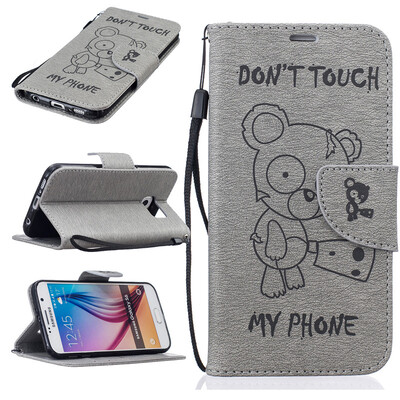 

Gray Bear Embossed PU Leather Wallet Case Classic Flip Cover with Stand Function and Credit Card Slot for SAMSUNG GALAXY S6
