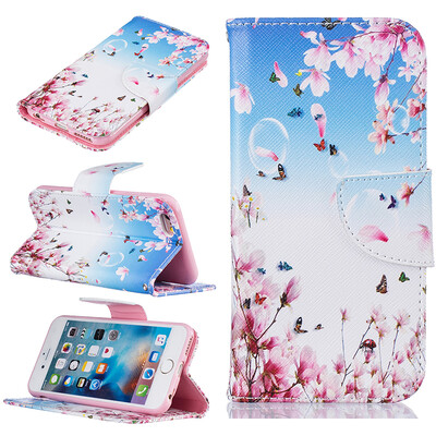 

Orchid butterfly Design PU Leather Flip Cover Wallet Card Holder Case for IPHONE 66S