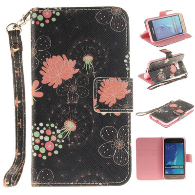 

Colorful flowers Design PU Leather Flip Cover Wallet Card Holder Case for SAMSUNG GALAXY J1 2016 J120