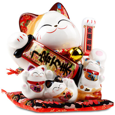 

[Jingdong supermarket] Jinshi factory Lucky cat shop opening gift home furnishings creative gifts thousands of customers to large-scale shake hands Lucky cat