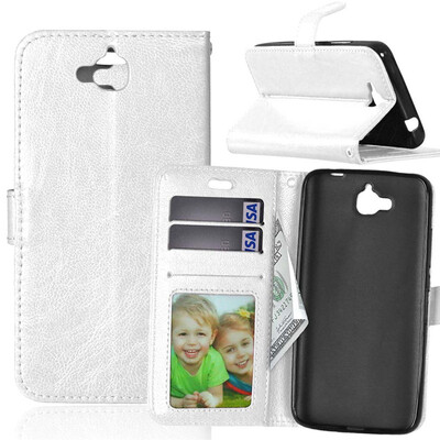 

Белая классическая откидная крышка с функцией подставки и слотом для кредитных карт для HUAWEI Y6 Pro/Enjoy 5