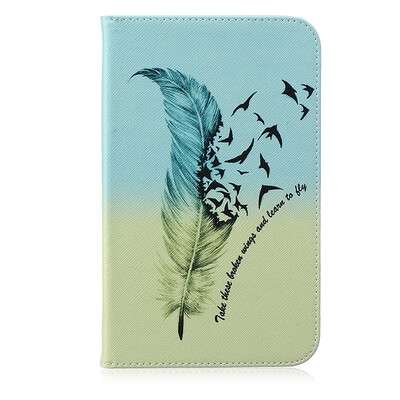 

Feathers and birds Style Embossing Classic Flip Cover with Stand Function and Credit Card Slot for SAMSUNG GALAXY Tab3 Lite T111