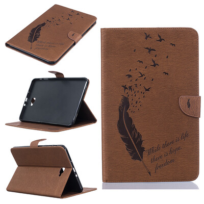 

Brown feathers Style Embossing Classic Flip Cover with Stand Function and Credit Card Slot for SAMSUNG GALAXY Tab A 10.1 T580N