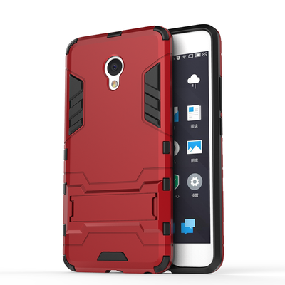 

Red Slim Robot Armor Kickstand Shockproof Hard Rugged Rubber Back Case For MEIZU M E