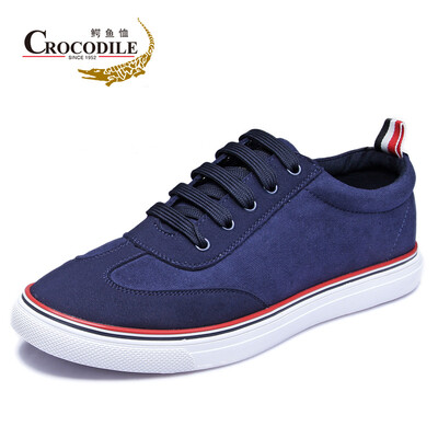 

Crocodile CROCODILE Men's Fashion Casual Shoes Tie Tide Canvas Shoes Breathable Casual Shoes Low Help Plate Shoe Foot Foot Plate 6G042 Blue 40