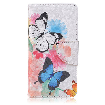 

Two Butterflies Design PU Leather Flip Cover Wallet Card Holder Case for BQ Aquaris M45