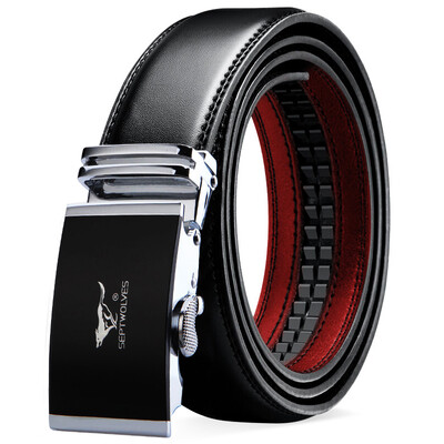 

Семь поясов волка Benming год мужской cowhide бизнес автоматическая пряжка средних лет брюки мужчин красный пояс досуг 7A413116100 вне черный красный