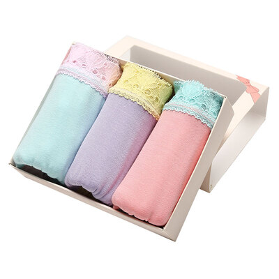 

Женские женские женские женские кружевные кружевные конфеты цвета Маленькие свежие женские треугольные брюки 3 шт. 2K6328 Blue Purple Powder Free