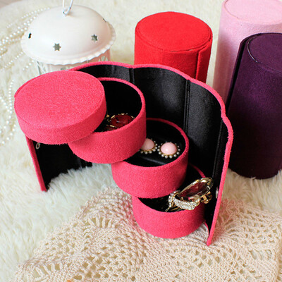 

MyMei 2016 New Fashion Jewelry Box Organizer Round Portable Useful 3 Layer Travel Storage Boxes