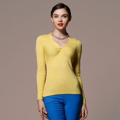 

MAZOE Europe&the United States fashion cross V-neck thread Slim wool knitted primer shirt Z1007 rust red XL