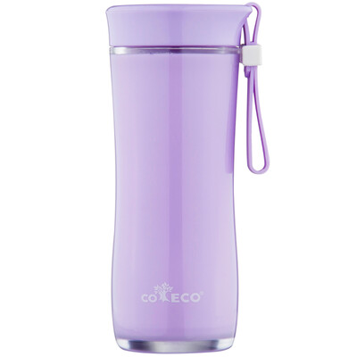 

COECO plastic water cup PLA corn starch sports cup students portable leak-proof flat cover readily cup pink