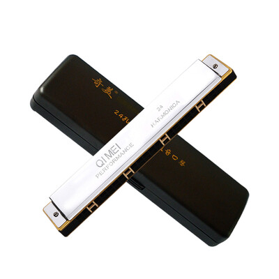 

Jingdong supermarket] Chi Mei QM12A-2 12 hole 48 sound semicircle round blowing mouth silver harmonica
