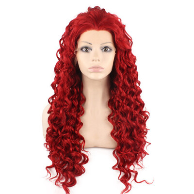 

Long Curly Red Synthetic Lace Front Cosplay Party Wig