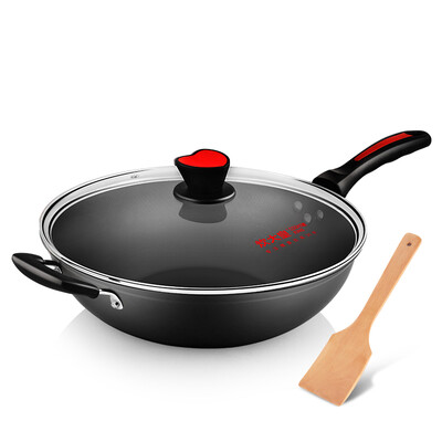 

Jingdong supermarket cook the emperor non-stick wok 34cm smokeless wok induction cooker general CKN4634BF gift wood shovel