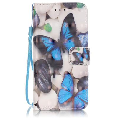 

Голубая бабочка Дизайн PU кожа флип кошелек карты держатель чехол для IPHONE 6