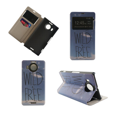 

Wild Free Design PU Leather Flip Cover Wallet Card Holder Case for Microsoft Lumia 950 XL