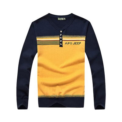 

Battlefield Jeep Knit Sweater Men's National Style Casual Slim V-Neck Lace 16001Z5002 Gray 3XL