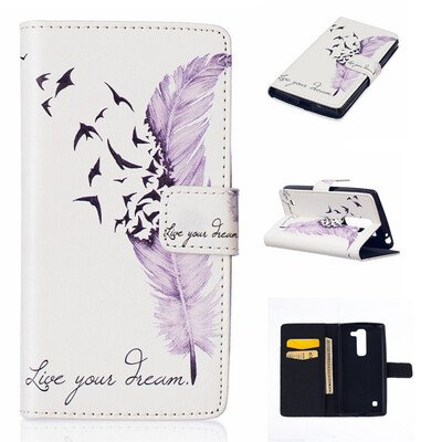 

Plumes Design PU Leather Flip Cover Wallet Card Holder Case for LG Magna H502