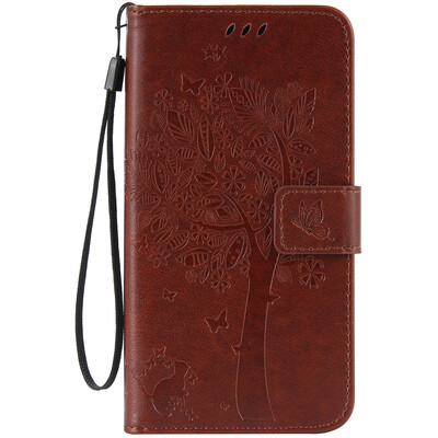 

Brown Tree Design PU Leather Flip Cover Wallet Card Holder Case for Zenfone ZD552KL