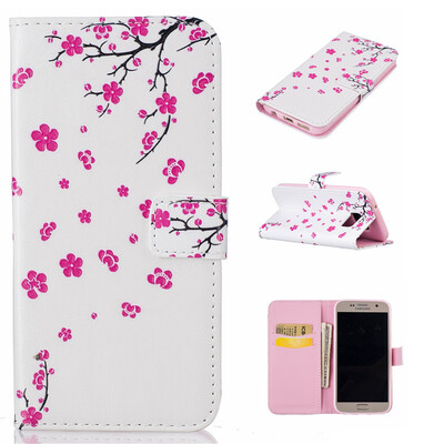

peach blossom Design PU Leather Flip Cover Wallet Card Holder Case for SAMSUNG Galaxy S7