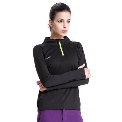 

Carring (ткань) быстросохнущая футболка пары наружная влажность потоотделение дышащая воротник с длинными рукавами одежда одежда CT13301 женские модели черный S код