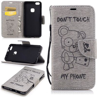 

Серый Медведь Стиль Тиснение Классический откидная крышка с подставкой Функция и слот кредитной карты для Huawei P10 Lite