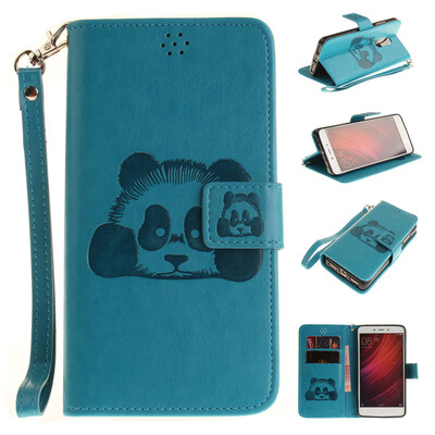 

Sky blue Panda Style Embossing Classic Flip Cover with Stand Function and Credit Card Slot for XIAOMI RedMi Note4