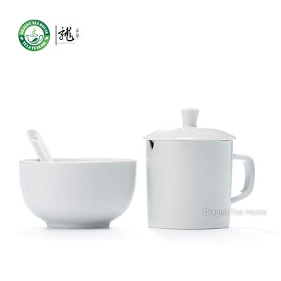 

White Porcelain Standard Competition Tasting Set Bowl & Mug wt Lid & Spoon