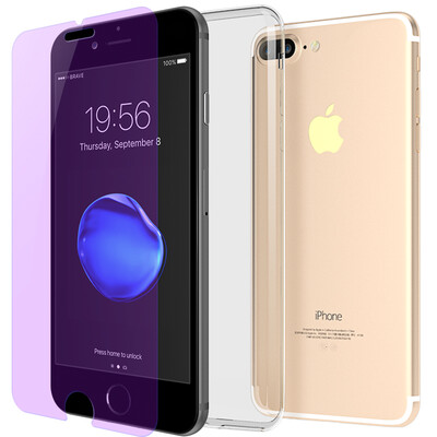

[2] устанавливает Apple, телефон оболочки BIAZE iPhone7 Plus стали фильм 7 плюс голубой стеклянной пленки + 0.28mm свежий новый защитный рукав машина пак -JK141