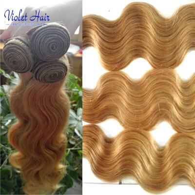 

Violet hair Brazilian virgin hair color 27 Body Wave 3 Bundle Deals Honey Blonde Human Hair Extensions Light brown color body wave