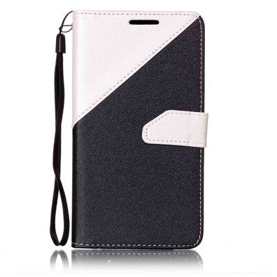 

Black + White Design PU Leather Wallet Case Classic Flip Cover with Stand Function and Credit Card Slot for SAMSUNG Galaxy J7