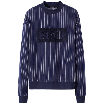 

Semir Women&39s round necklace head flocking loose long-sleeved T-shirt sweater 12316160207 blue tone L