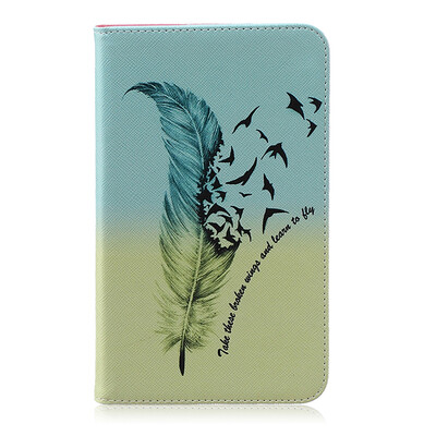 

Feathers and birds Style Embossing Classic Flip Cover with Stand Function and Credit Card Slot for SAMSUNG GALAXY Tab 4 T230