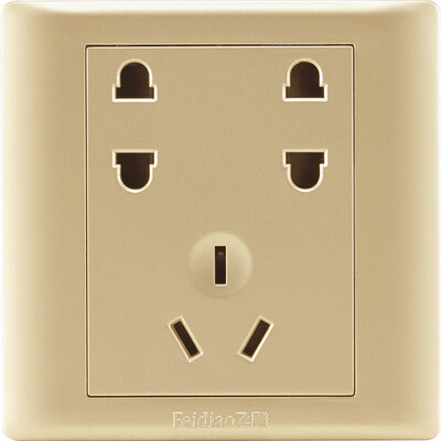 

Feidiao feidiao switch socket panel seven hole socket two two three socket four hole three hole porous switch panel 86 type A3 champagne gold