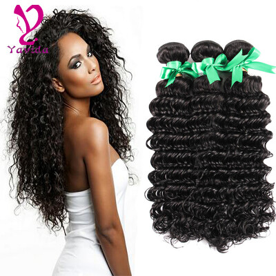 

7A Brazilian Virgin Hair Deep Wave 3 Bundles Deep Curly Brazilain Hair 8"-28" Brazilian Deep Wave cheap Curly Weave Human Hair