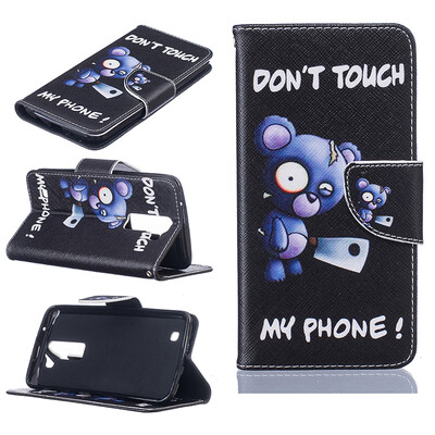 

Blue bear Design PU Leather Flip Cover Wallet Card Holder Case for LG K7/K8