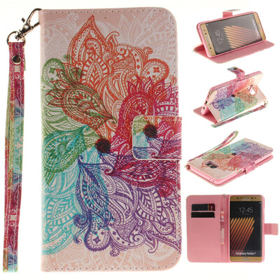

Colorful flowers Design PU Leather Flip Cover Wallet Card Holder Case for SAMSUNG GALAXY NOTE 7