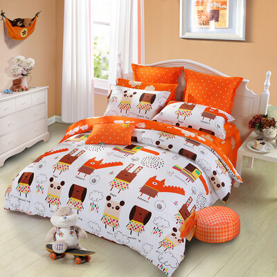

Mercury Home Textiles Cotton Twill Print Cartoon Bed Four-piece Carnival Animal City Bedding Bed Cover Cover 18m Bed