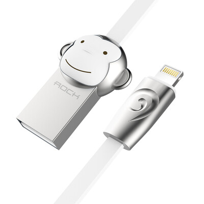 

Locke ROCK Apple data cable zinc alloy phone charging cable cartoon cute monkey for iPhoneX 10 8Plus 7 6s SE 5 iPad 1 meter white