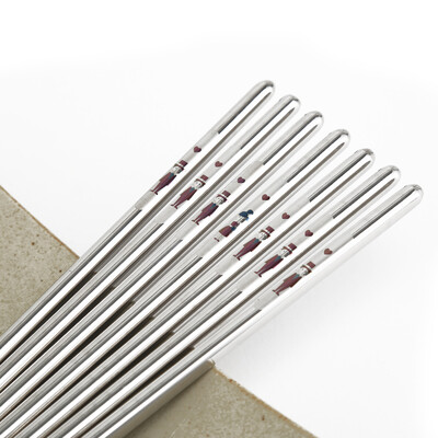 

Double gun Suncha chopsticks 304 stainless steel chopsticks Japanese printing couple chopsticks round chopsticks two pairs of DK3250