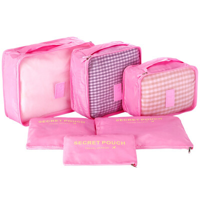 

JingTang Korean version of waterproof travel storage luggage sorting bag 6 sets of pink