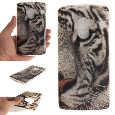

White Tiger Pattern Soft Thin TPU Rubber Silicone Gel Case Cover for Lenovo A7010