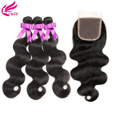 

8A Mink Brazilian Body Wave With Closure 3 Bundles Human Hair Weaves With Closure Nature Hair Brazilian Virgin Hair With Closure